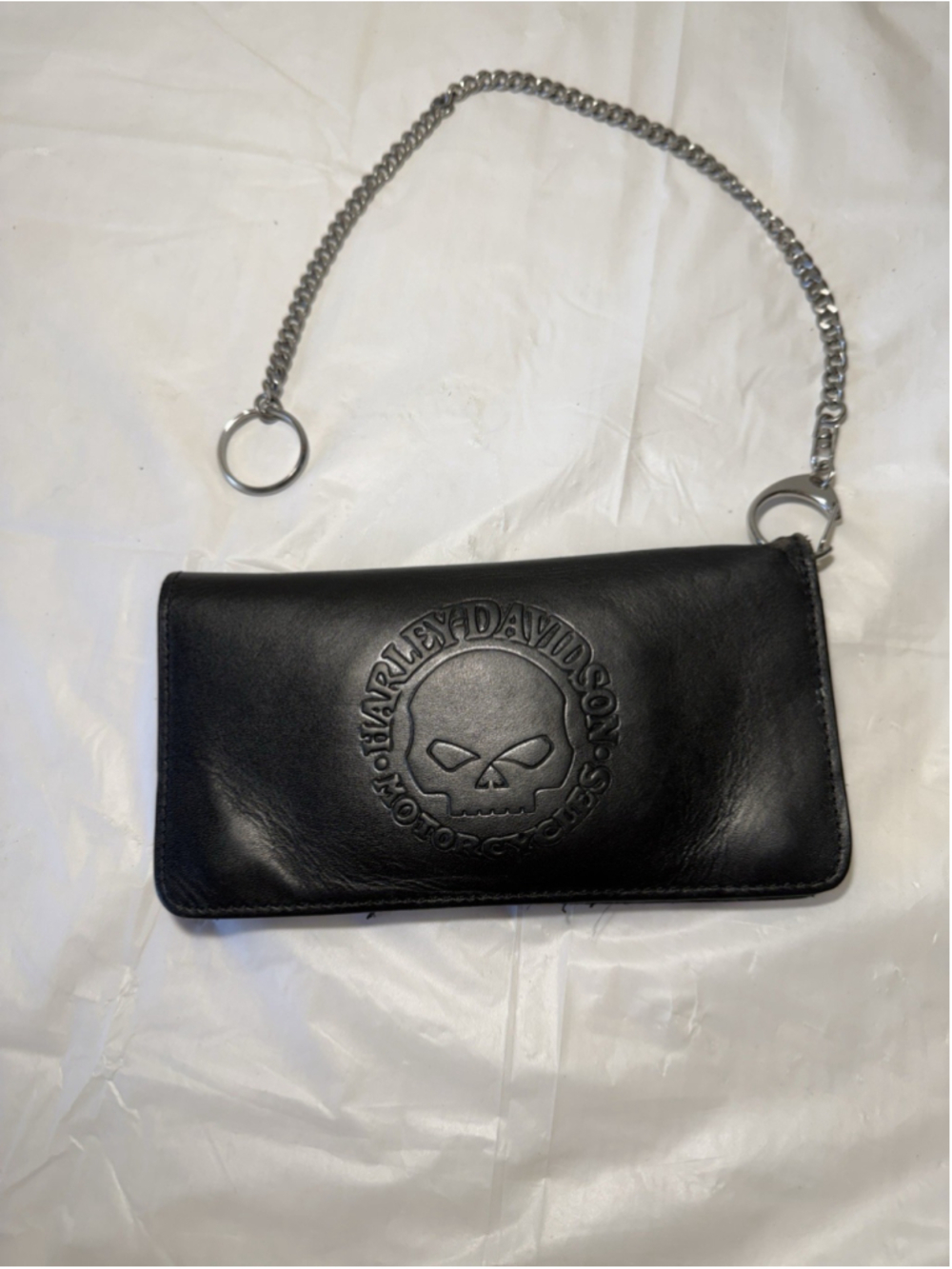 Harley Davidson Embossed Willie G Trifold Trucker Chain Wallet